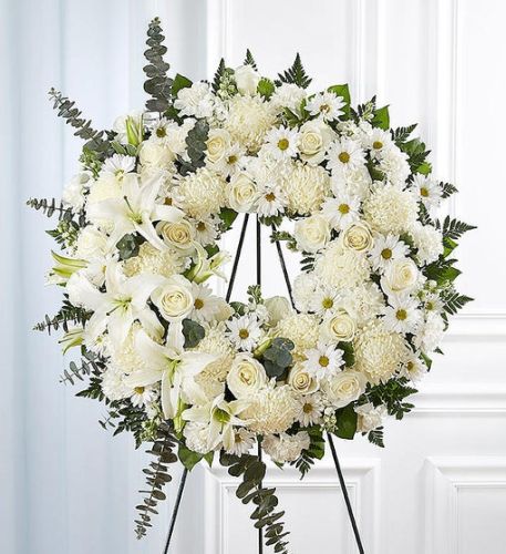 Serene Blessings Standing Wreath - White