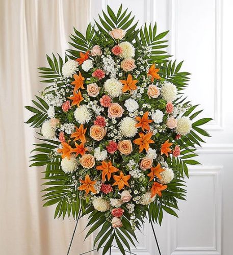 Peach, Orange & White Standing Standing Spray