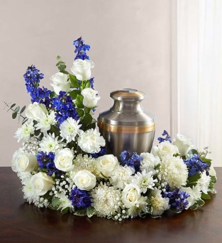 Urn Wreath in Blue & White